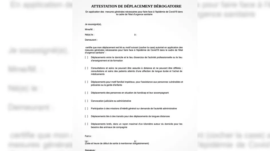 Attestation de déplacement dérogatoire numérique 🚫